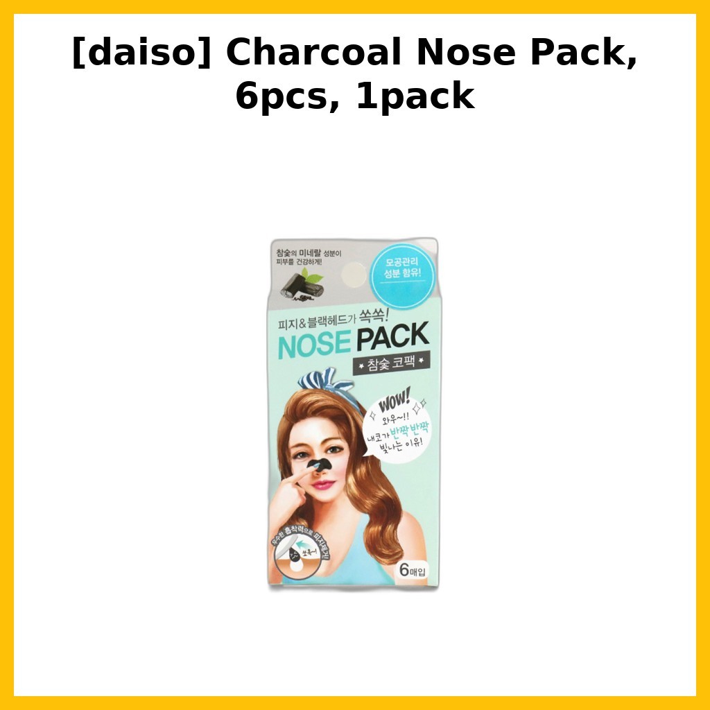 [daiso] Charcoal Nose Pack, 6pcs, 1pack / Korean Nose Pack / Charcoal Pore Strip / ของแท้ 100% โดย K