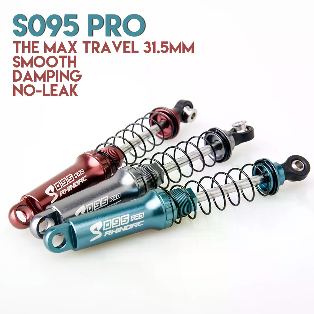 RhinoRC S095 Pro 95mm Crawling Shock max travel 31.5mm สําหรับ 4lbs ถึง 12lbs