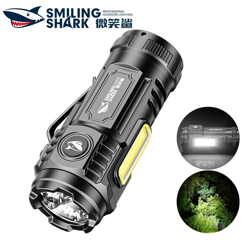 SmilingShark SD5474 ไฟฉาย led มินิ พวงกุญแจ คบเพลิง ซุปเปอร์ไบรท์ ด้วยซังฟลัดไลท์ 4โหมด Type-C ชาร์จใหม่ได้ คลิปพกพา & ขนาดพกพา กันน้ำสำหรับเดินป่าตั้งแคมป์