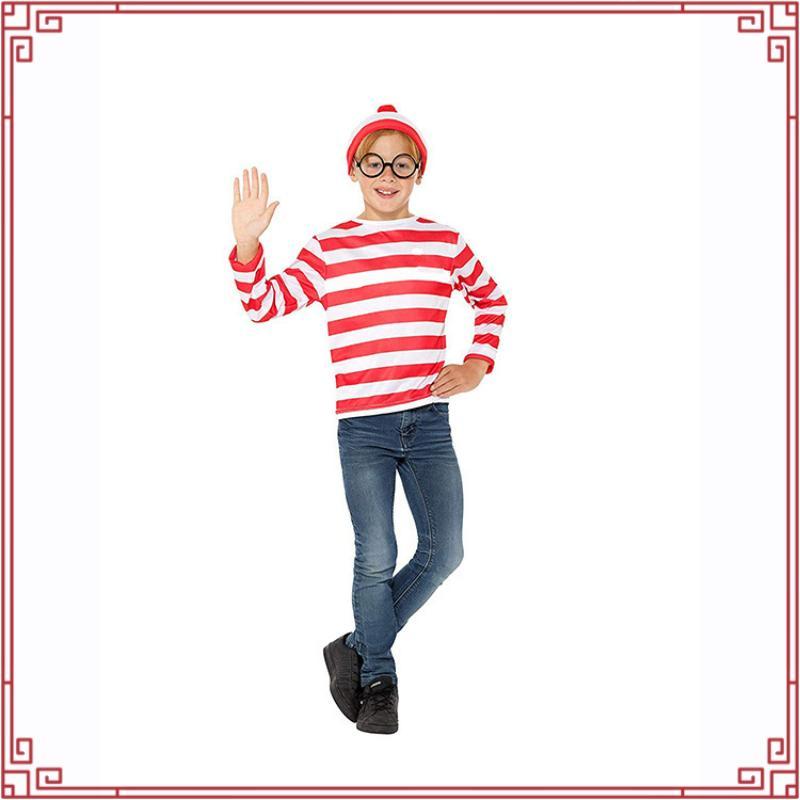 การ์ตูน Where Is Wally Waldo คอสเพลย์เครื่องแต่งกาย Waldo Book Week เครื่องแต่งกายปาร์ตี้ฮาโลวีนแฟนซ
