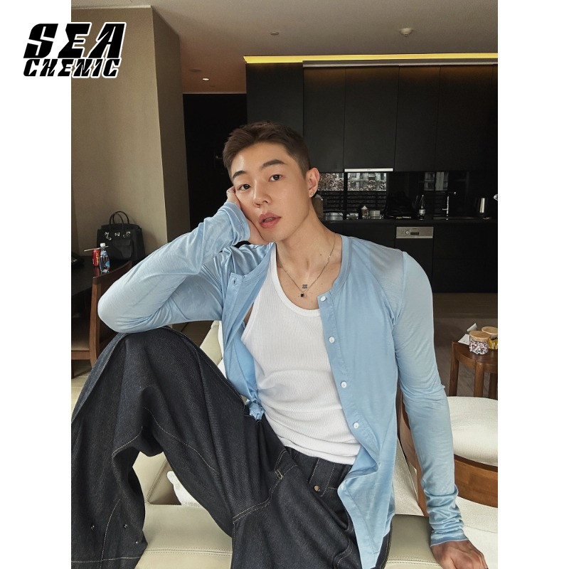 SEACHENIC เสื้อแนวน่ารักและเซ็กซี่ ชาย ระบายอากาศเย็น สไตล์แฟชั่นฤดูร้อน