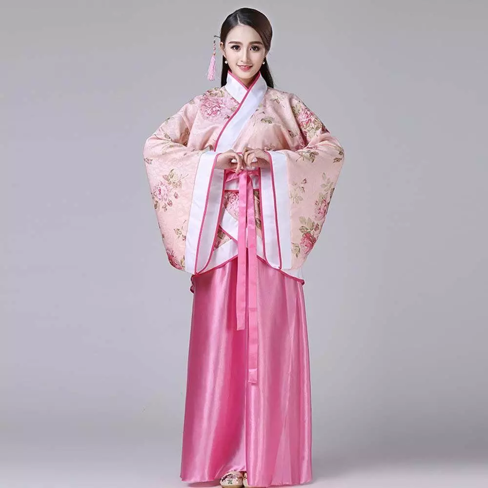 กระโปรงฮั่นฝู ชุดจีนโบราณ ชุดคอสเพลย์ราชวงศ์ฮั่นถังปักลายดอกไม้ thumbnail 8