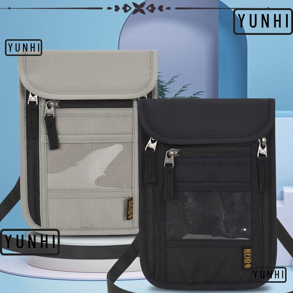 YUNHI กระเป๋าสตางค์คอความปลอดภัยสําหรับผู้ชายผู้หญิงสําหรับเดินทาง RFID Blocking
