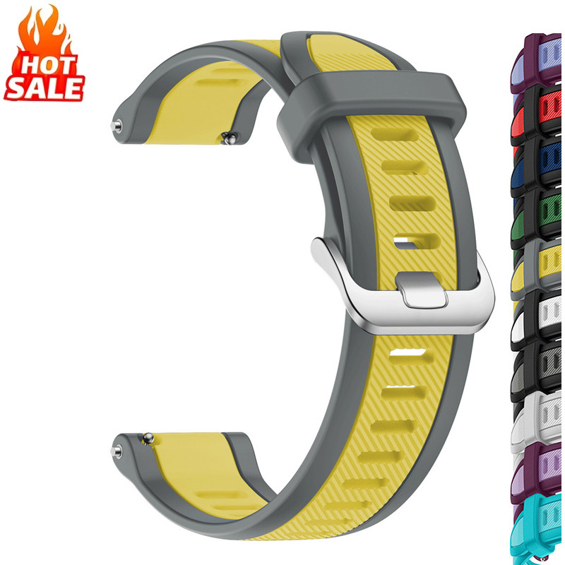 20 มม.22 มม.สิ่งทอลายทแยงกีฬาสายรัดซิลิโคนสําหรับ Garmin forerunner 165/55 สําหรับ Samsung Galaxy Watch 7/6/5/4 สําหรับ Redmi Watch 5 Active/5 Lite สายทูโทน