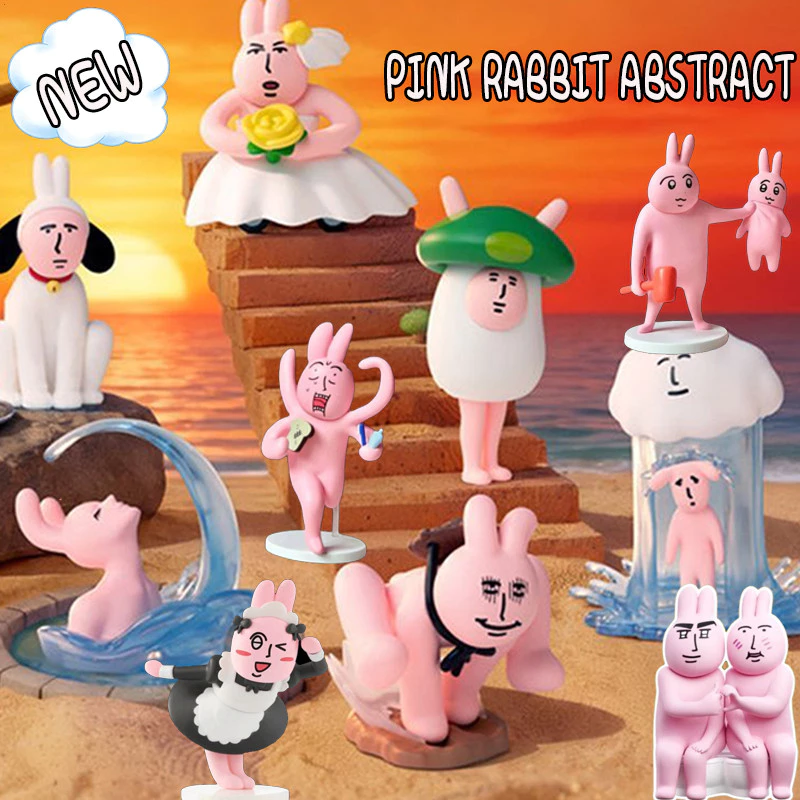COD NEW สุ่มกล่อง ของเล่นกล่องตาบอด รุ่นที่ 2 กระต่ายบ้า คอลเลคชั่น Pink Rabbit Abstract ของขวัญที่สร้างสรรค์