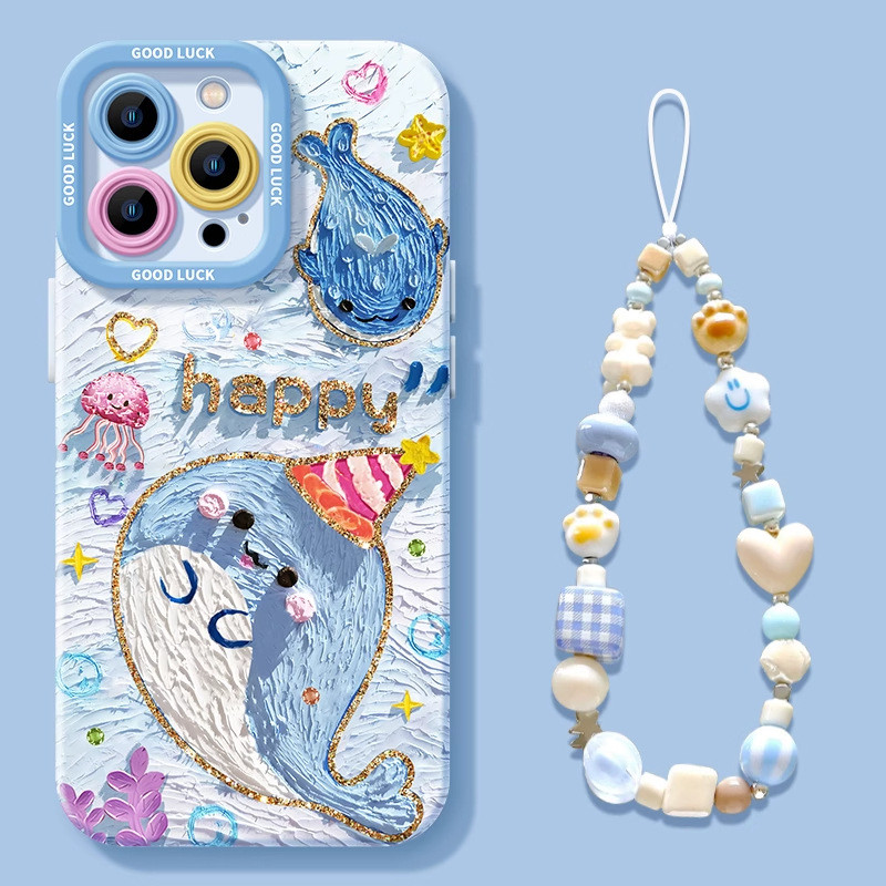 [สไตล์ใหม่ปลาวาฬน่ารัก] เคสโทรศัพท์ iPhone 16promax15/14plus ซิลิโคน 13Pro รวมทุกอย่าง 12/11 กันกระแทก