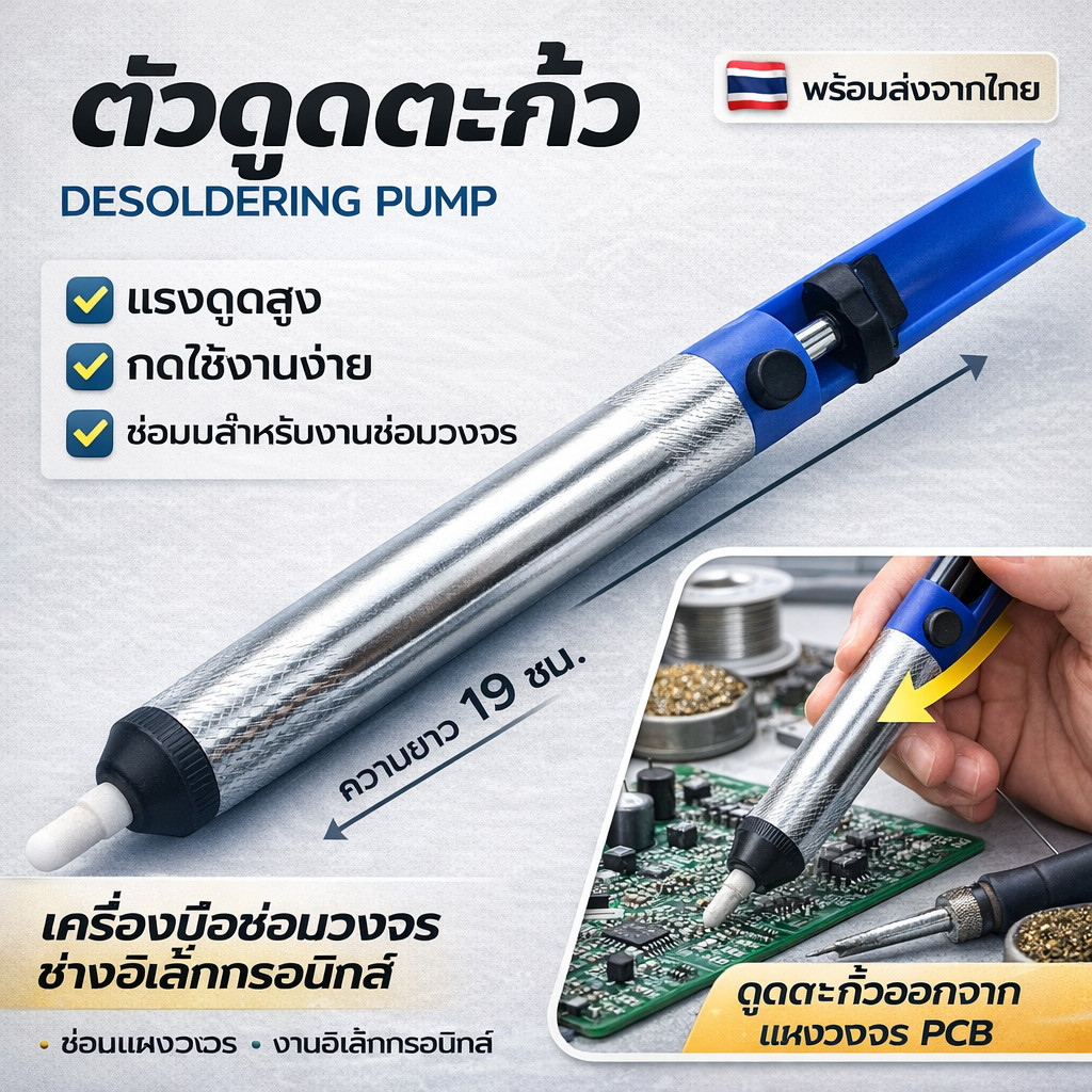 💥โปร 1 บาท ลูกค้าใหม่ ตัวดูดตะกั่วแบบปั๊ม สุญญากาศ ขนาดเล็ก ยาว 19 CM พกพาได้ บัดกรี Soldering Removal