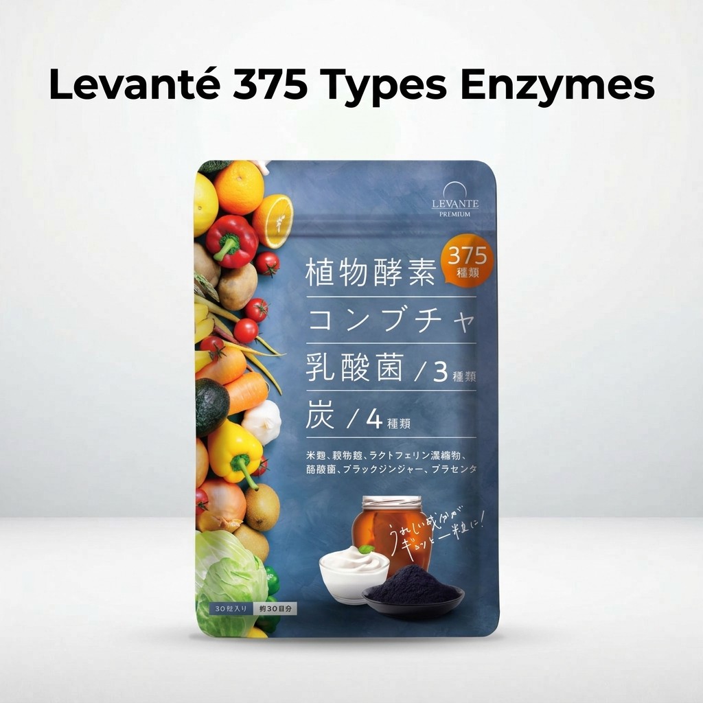 Levanté 375 types of enzymes supplement, kombucha, 3 types of lactic acid bacteria, charcoal, acai, 