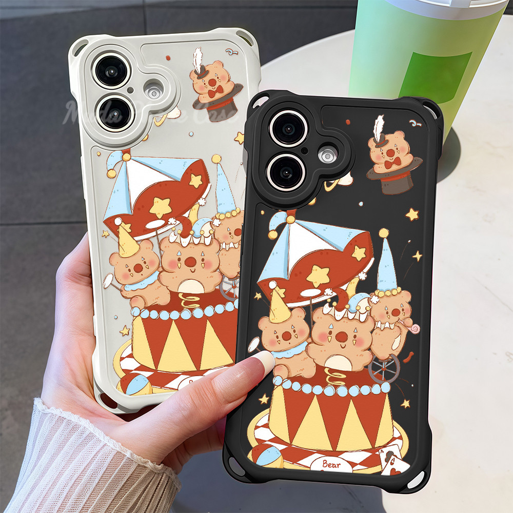 😙MUDA😙cute bear เคสมือถือสำหรับไอโฟน ป้องกันการชนกัน แฟชั่น case for iPhone 11pro 13plus 15 14 12 16