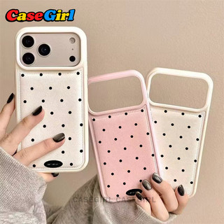 [✅คุณภาพดี มีโปร ] สำหรับ iPhone 15 11 XR 17 13 16 12 14 Pro Max 14 Plus เคสไอโฟนหนังเทียมพรีเมียม ลายจุดดำคลาสสิก