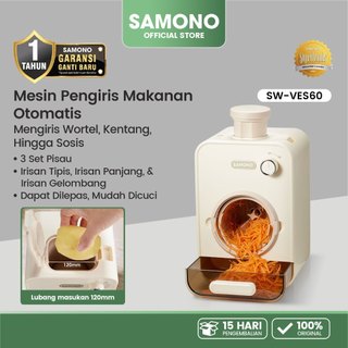 SAMONO Alat Pemotong Sayur Elektrik VES60 Food Slicer Serbaguna Pengiris Otomatis Cepat Praktis Tanpa Tenaga 3 in 1 Mata Pisau Potongan Gelombang Halus Panjang Mesin Pengolah Sayuran Hemat Waktu Dapur Modern Material Kokoh Premium Design Ergonomis