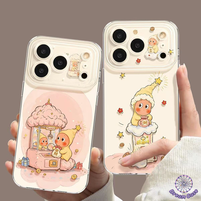 เคสไอโฟน17 13โปร่งใส คนเหลือง น่ารัก ดาว เคส สำหรับiPhone 11 17 13 16 15 14 12 Pro Max 15 7 8 16 Plus XR X XS