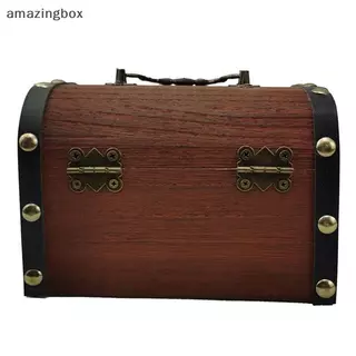ABTH 1 ชุด Vintage Treasure กล่องเก็บไม้หีบสมบัติ Lo Piggy Bank Organizer กล่องสําหรับตกแต่งบ้าน Vary