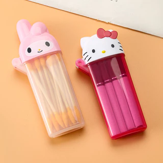 1ชิ้น น่ารัก คิตตี้ & ของฉัน ทํานอง กล่องเก็บ,ไม้จิ้มฟันการ์ตูนน่ารัก / ที่ใส่สําลี, ภาชนะขนาดเล็กแบบพกพาสําหรับเดินทางและการใช้งา