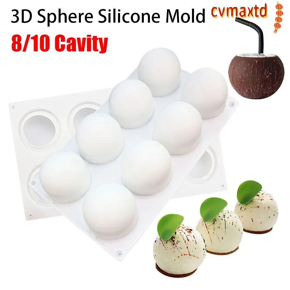 ICVMAX 1 ชิ้นแม่พิมพ์ซิลิโคนทรงกลม, 8/10 Cavity Ball Shape Pastry เครื่องมือ, DIY เค้กตกแต่งใช้อุปกรณ์ Bakeware ขนมฝรั่งเศสช็อคโกแลตทรัฟเฟิล