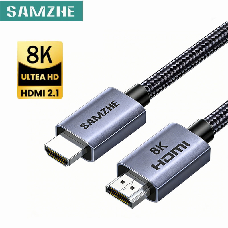 SAMZHE สาย HDMI 2.1 8K60Hz 4K240Hz HDR 3D ไนลอนถัก 48Gbps สําหรับ PS5 Xbox Switch TV PC Monitor