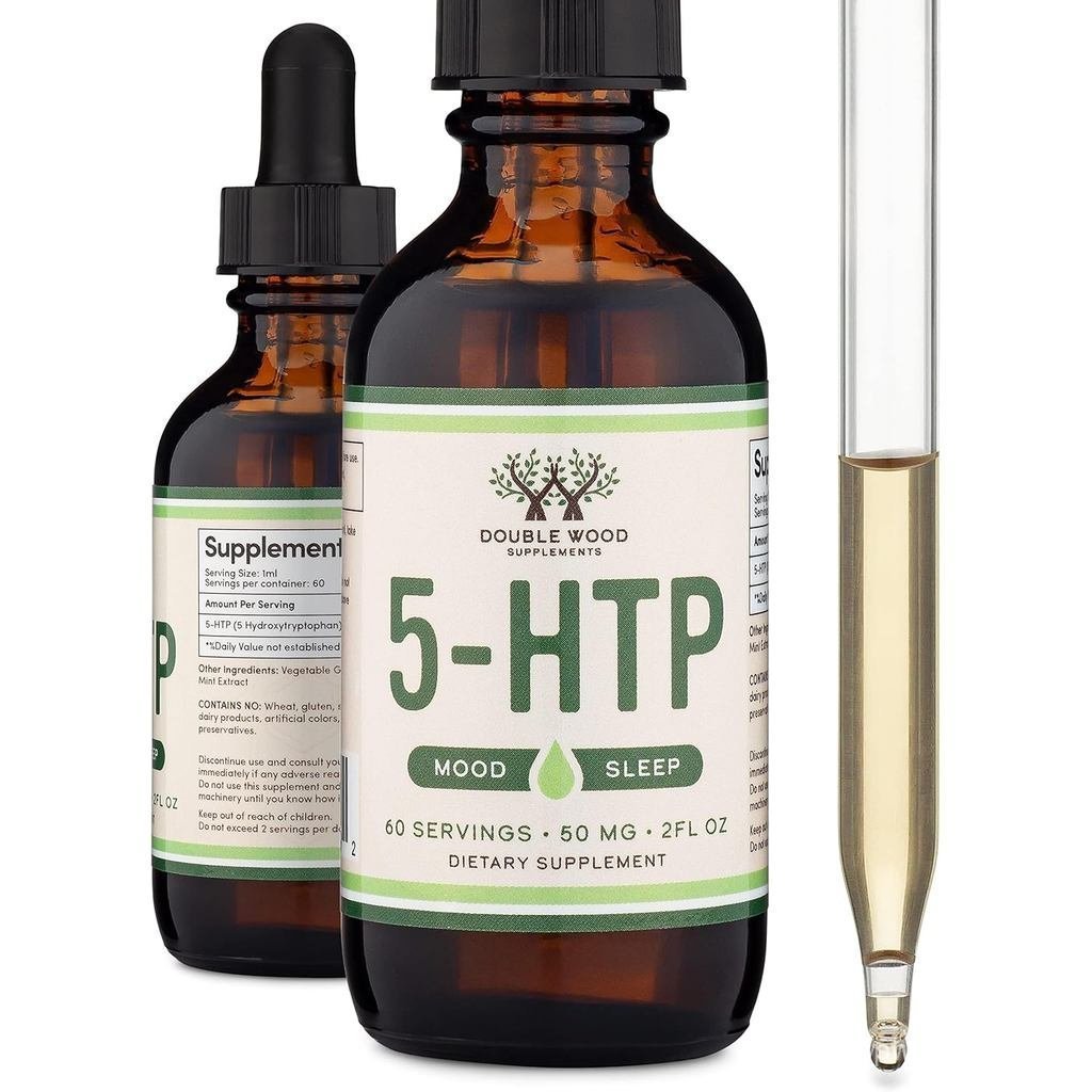 หยดของเหลว 5HTP - ดูดซึมมากขึ้นและมีประสิทธิภาพกว่า 5 แคปซูล htp (60 เสิร์ฟ 50 มก. 99%+ 5-htp) อาหาร