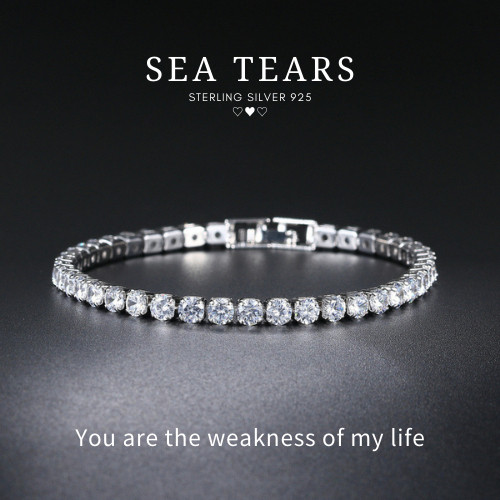MEET💕กำไลเงิน Sea tears กำไลเงินแท้ สร้อยข้อมือสวยๆ กำไลเพชร กำไลแฟชั่น กำไลข้อมือเงินแท้ S018