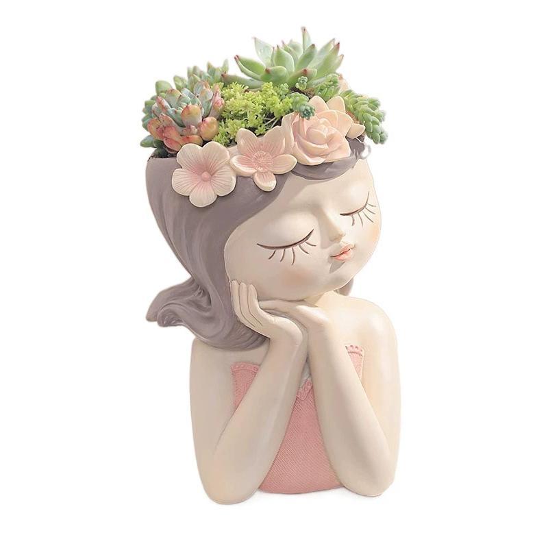 Form & Art 1/4PCS น่ารัก Fairy ดอกไม้หม้อเรซิ่นรูป Planter ดอกไม้หม้อสําหรับพืชเรซิ่นเครื่องประดับสําหรับ Desktop Home Office Decor FA
