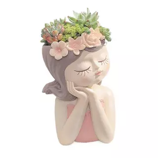 Form & Art 1/4PCS น่ารัก Fairy ดอกไม้หม้อเรซิ่นรูป Planter ดอกไม้หม้อสําหรับพืชเรซิ่นเครื่องประดับสําหรับ Desktop Home Office Decor FA