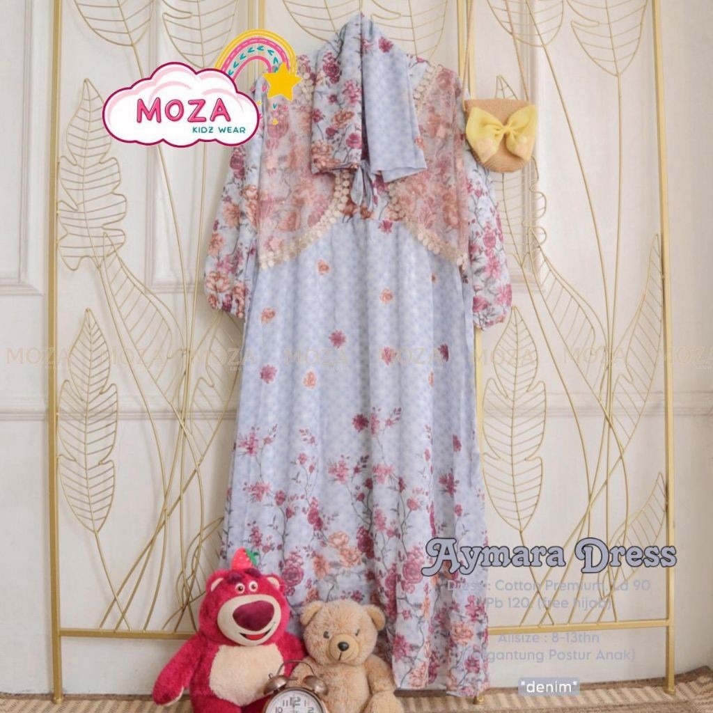 1101 Aymara ชุดเดรสมุสลิมสําหรับเด็กผู้หญิง ฟรีฮิญาบ by Moza // ONESTUFF // ONESTUFF