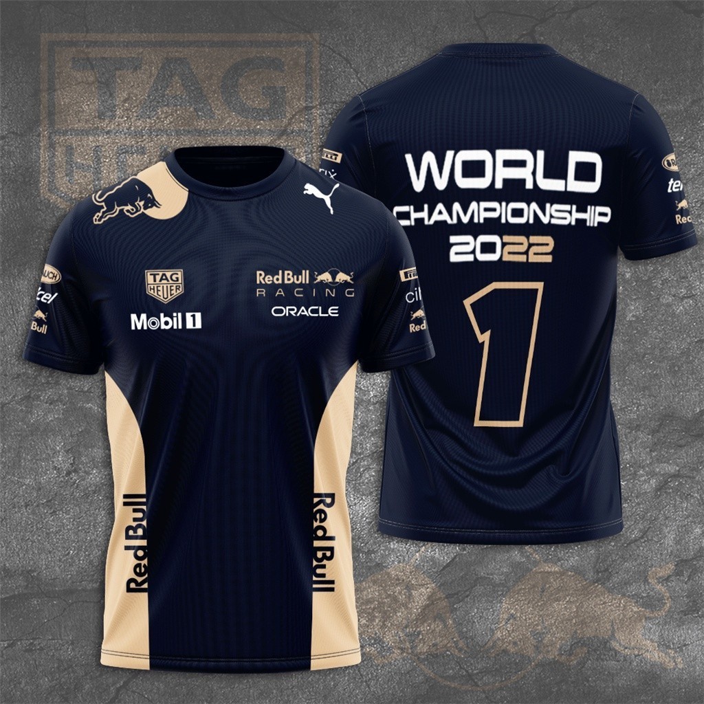 Max Verstappen x Red Bull Racing F1 World Championship เสื้อยืดแขนสั้นผู้ชาย สำหรับฤดูร้อน