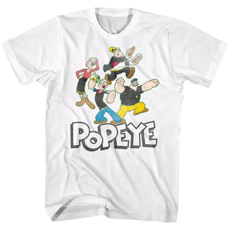 ทีเชิ้ตผู้ชาย Popeye Sailor Crew แฟชั่นเทรนด์ Y2K เสื้อผ้าผู้ชาย