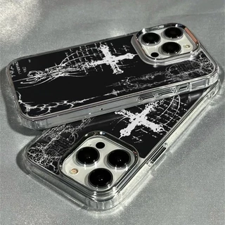 Dark Art Cross กรอบนุ่มเคสโทรศัพท์สําหรับ IPhone 17 16 Pro Max 15 14 13 12 11 XS X XR 7 8 Plus 16e SE2 Air กันกระแทก