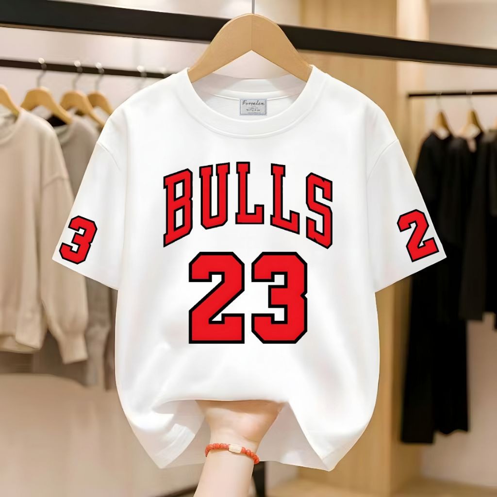 Distro เสื้อยืดสําหรับผู้ชาย/ผู้หญิงลาย 3-12 Years Bulls 23 วัสดุสุดเท่และนุ่ม