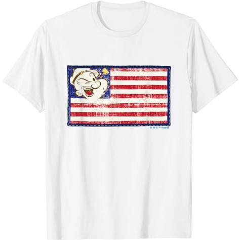 เสื้อยืดผู้ใหญ่ 4th of July Popeye Patriotic Flag Design