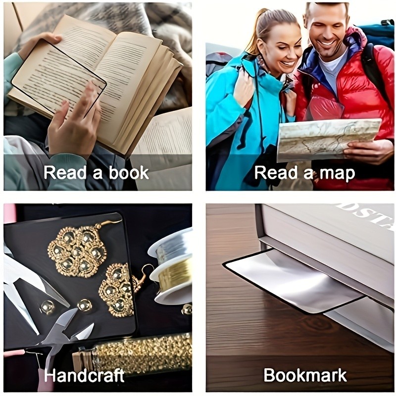 หน้าแผ่นขยาย 3X น้ําหนักเบาแบนพลาสติก Fresnel เลนส์บุ๊คมาร์คแบนแว่นขยายสําหรับอาวุโสอ่านพิมพ์ขนาดเล็