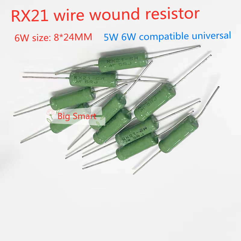 Wirewound 10 ชิ้น Resistor RX21 5W 6W 1K 1.2K 1.5K 1.8K 2K 2.2K 2.7K 3K 3.3K ta3 2.   3.