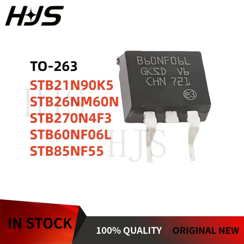 5PCS STB21N90K5 STB26NM60N STB270N4F3 STB60NF06L STB85NF55 TO-263 Field Effect ทรานซิสเตอร์