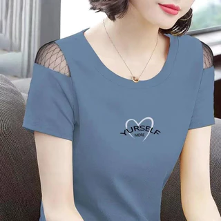 เสื้อยืดคอกลมแขนสั้นสำหรับผู้หญิง ออกแบบเรียบง่าย ลายสวยงาม สวมใส่ได้หลายโอกาส