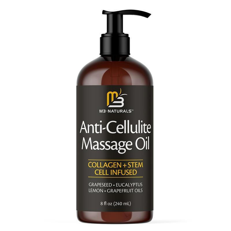 M3 Naturals Anti-Fat Group Massage Oil 8oz ประกอบด้วยคอลลาเจนและสเต็มเซลล์พืช