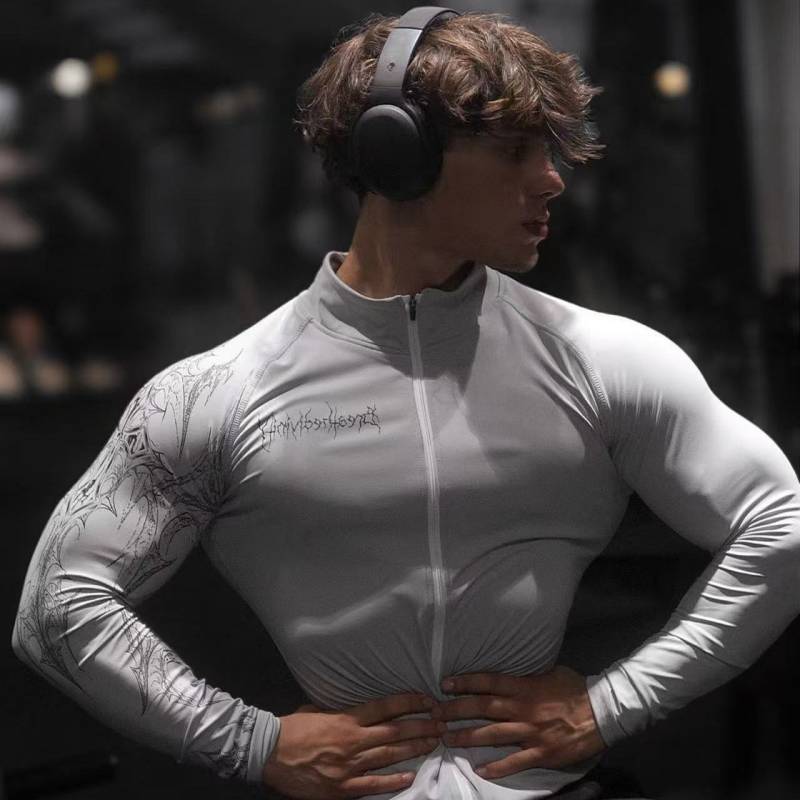 【Ready Stock】 Men's Sports Quick-Drying Tights Fitness Zipper Jacket Elastic Couple Men's Sports Qui