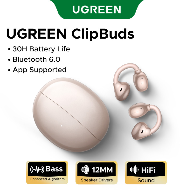 ✨สีใหม่ UGREEN ClipBuds Earbuds Bluetooth 6.0 30H Battery Life App รองรับ ENC ไร้สาย IPX5