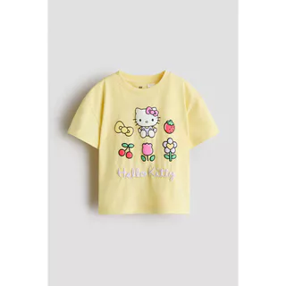 H&M(เอชแอนด์เอ็ม) เสื้อยืดผ้าฝ้ายพิมพ์ลาย Girls Print-motif cotton T-shirt 1326349_2