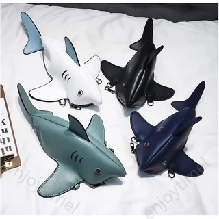 กระเป๋าสะพายฉลามสไตล์ยูโร-อเมริกา PU FLAP purse Mini Bag LOVELY Animal Crossbody Funny BAG