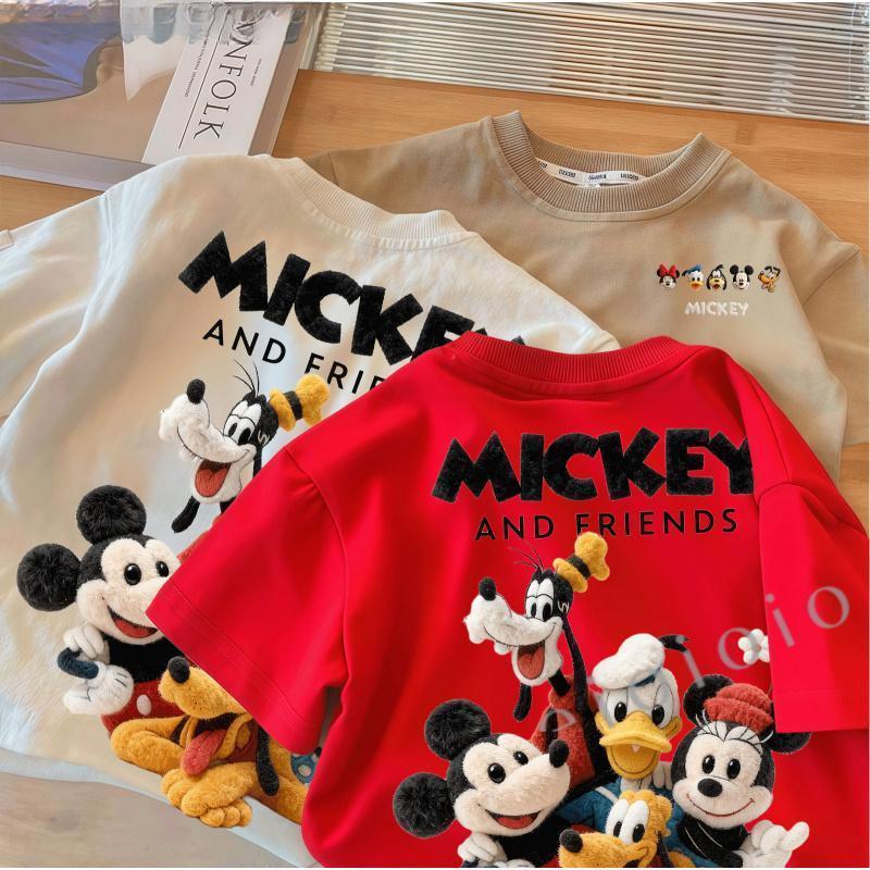 happy new year 2026 Mickey mouse 2569 คุณภาพสูง มิกกี้เม้าส์ วัสดุผ้าฝ้ายระบายอากาศและดูดซับเหงื่อ เสื้อยืดคุณภาพดี size