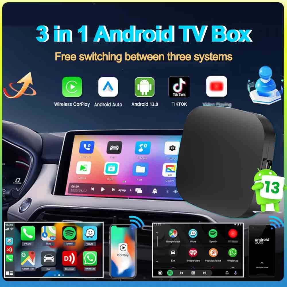 L3 in 1 Android 13 AI Carplay Android Auto Wireless Adapter OEM Wired To Wireless CarPlay Box Fast C