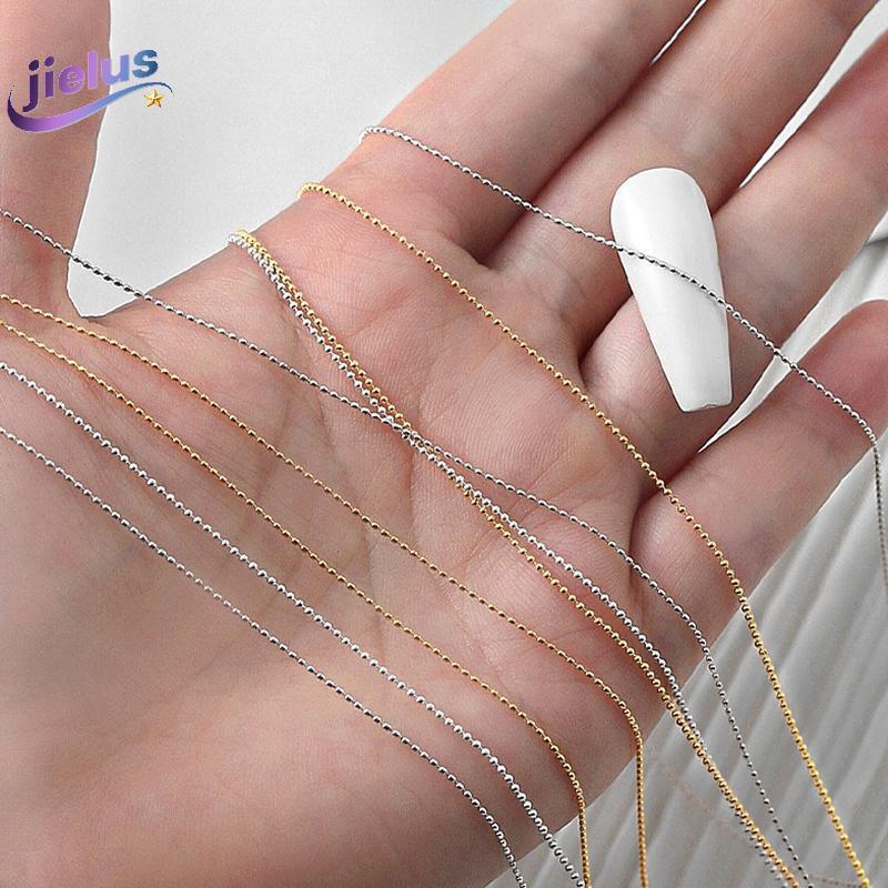 [Jielus] 0.8/1 มม.เล็บโซ่เหล็ก Multi-Designs Gold/Silver ตกแต่งโลหะเหล็กกดบนเล็บ Charms Art เครื่องป