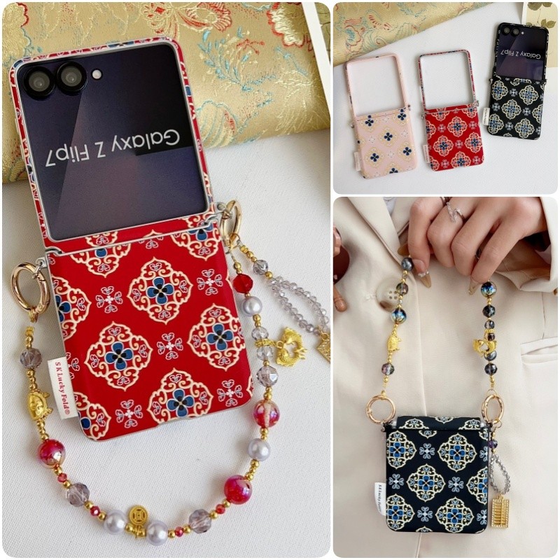 SAMSUNG หรูหราสไตล์แห่งชาติหนังเคสโทรศัพท์สําหรับSamsung Galaxy Z Flip 8 Z Flip 7 FE Z Flip 6 5 พร้อ