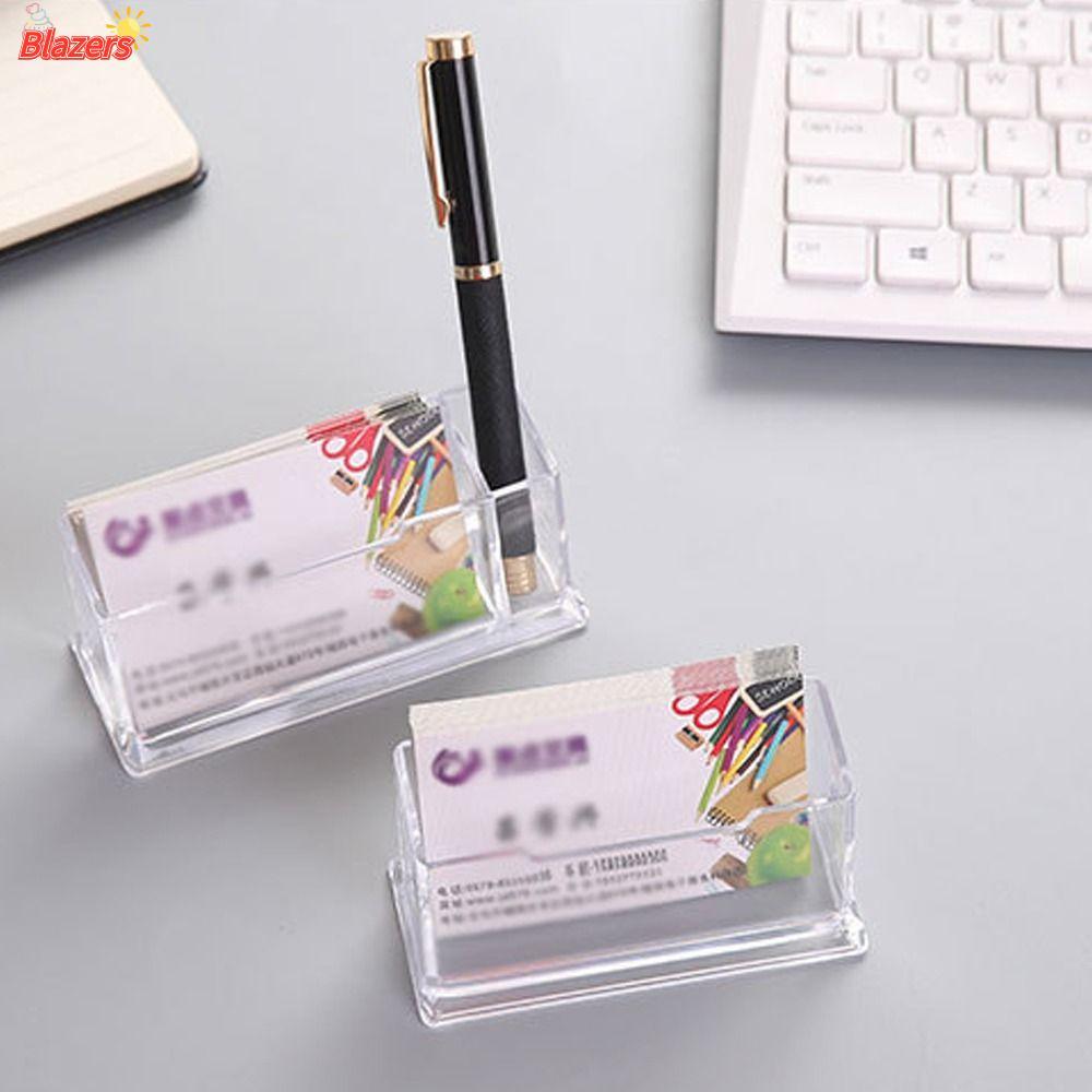 BLAZERS Business Card , Creative Acrylic Desktop Shelf Box, Transparent Location Card Organizer Disp