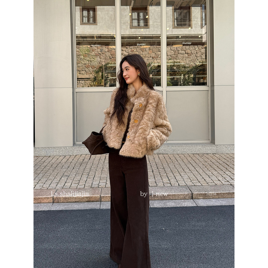 LS หรูหราแฟชั่นอบอุ่นสั้นเสื้อขนสัตว์กว่างโจวสิบสามเส้น2025ฤดูใบไม้ร่วงฤดูหนาวเสื้อผ้าผู้หญิง1027 ไซ