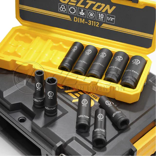 DELTON ชุดลูกบล็อกกระแทกยาว ขนาด 1/2 นิ้ว (4 หุน) จำนวน 10 ชิ้น รุ่น DIM-3112 พร้อมกล่องพลาสติกกันกระแทกอย่างดี