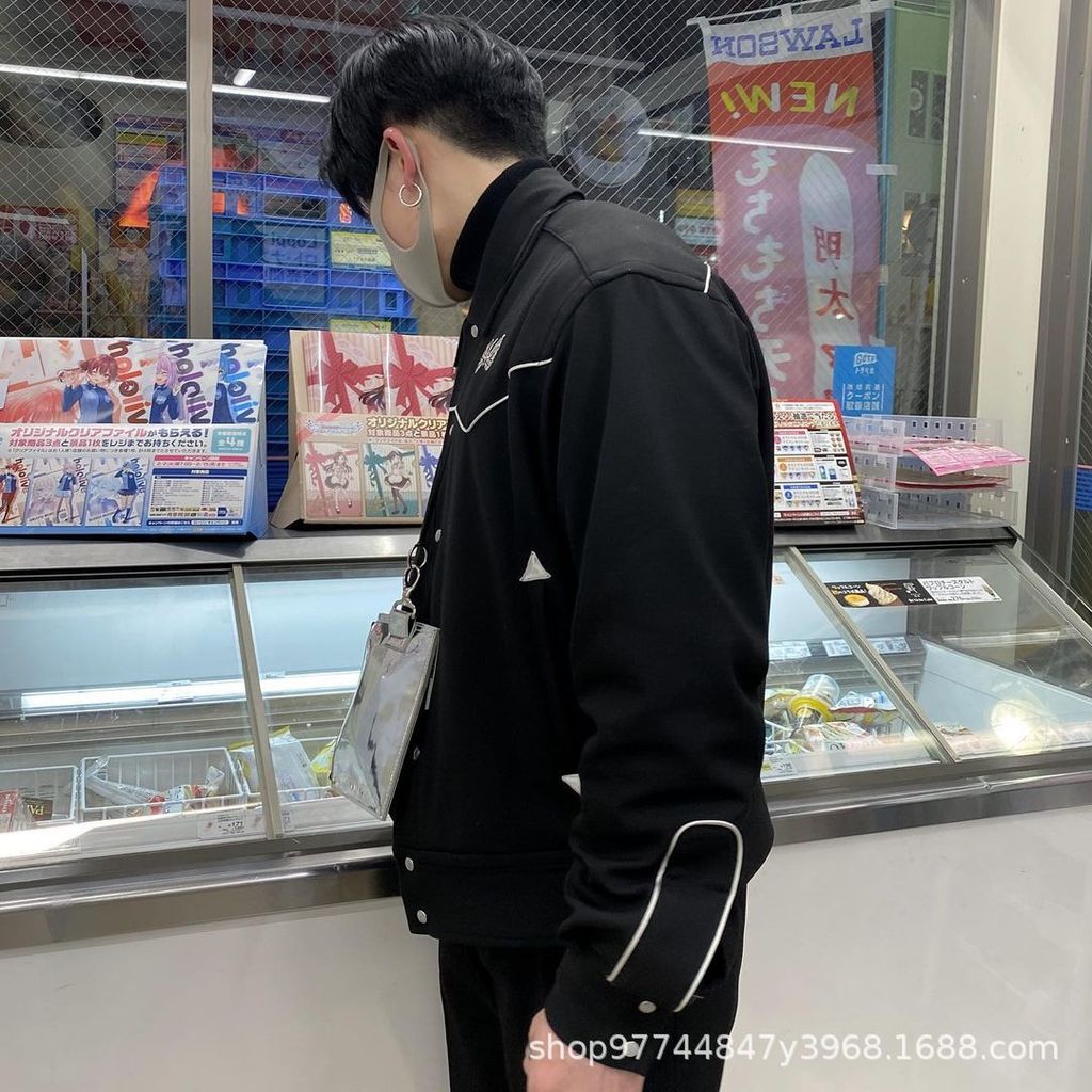 YXED Needles track Black Embroidered Casual Palace Style Jacket Short Suit Jacket for Men and Women