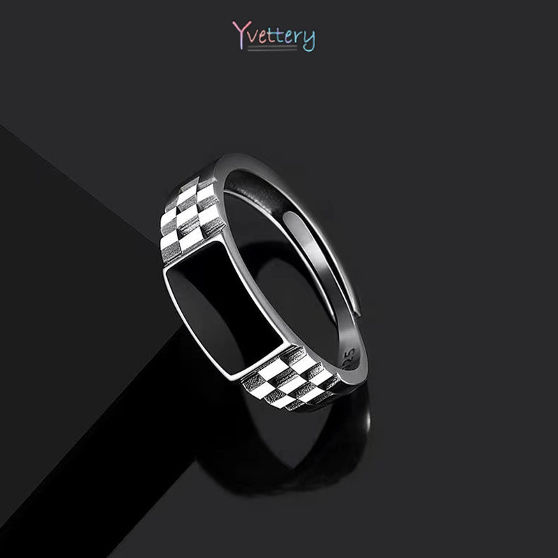 ร้านค้าไทย🌸ลายตารางหมากรุก สำหรับผู้ชาย ทันสมัย ปรับได้ อเนกประสงค์ สไตล์เรโทร แหวน ไม่เหมือนใคร