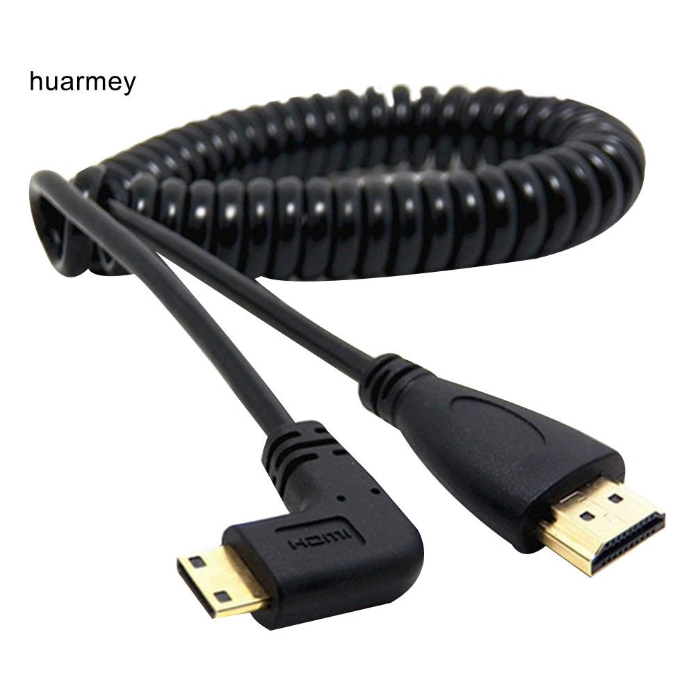 HUARMEY Mini HDMI เข้ากันได้กับ HDMI ชาย 90 องศามุมขวาอะแดปเตอร์ฤดูใบไม้ผลิสําหรับ SLR PC