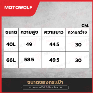 MOTOWOLF กระเป๋ากันน้ำ รุ่น MB4 พร้อมแผ่นดันทรง กันเป๋าเดินทาง ออกทริป